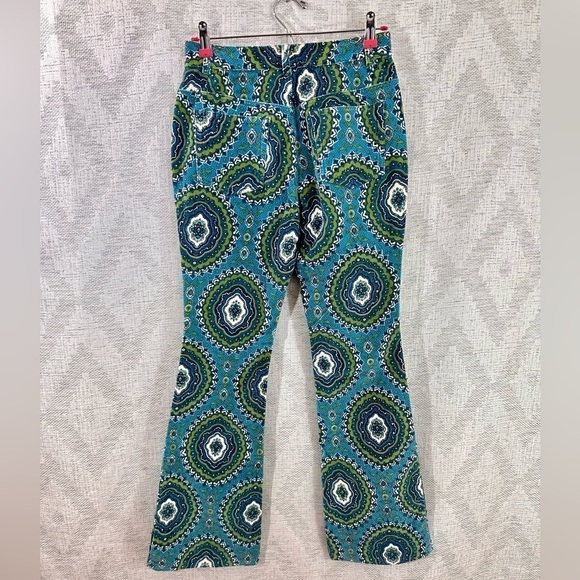 Y2K groovy Jane Doe kaleidoscope velour beaded bootcut green & teal pants - Picture 12 of 15